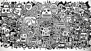 Doodle robot art background