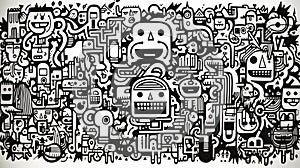 Doodle robot art background