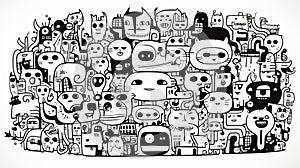 Doodle robot art background