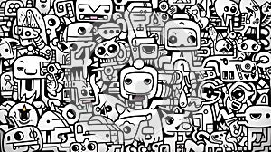 Doodle robot art background