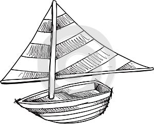 Doodle Sail Boat Vector