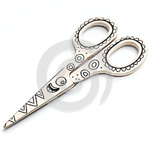 Doodle scissors isolated on white background