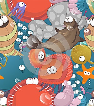 Doodle sea creatures pattern