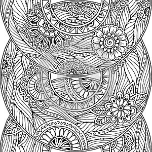 Doodle seamless background in vector with doodles, flowers and paisley.
