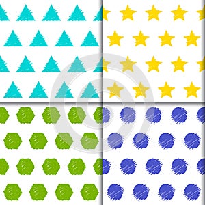 Doodle seamless pattern collection.