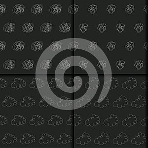 Doodle seamless pattern monochrome collection.