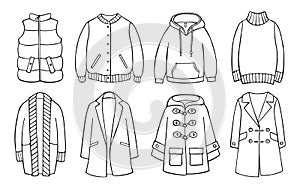 Doodle set of clothes for spring, autumn, winter