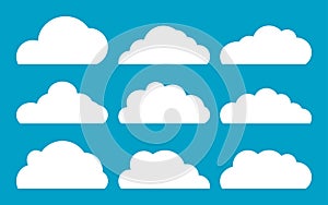 Doodle Set of Cloud Icons in trendy flat design style