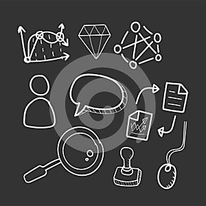 Doodle set of computer network icons