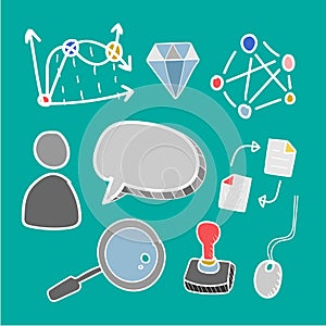 Doodle set of computer network icons
