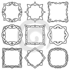 Doodle set hand drawn element for frames, logo, yoga, ethnic design. Set No. 2 of 9 items.