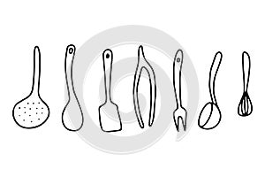 Doodle set of items for cooking food