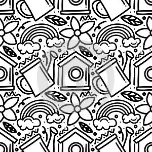 doodle set of spring time hand drawing