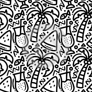 doodle set of summer holiday on the beach