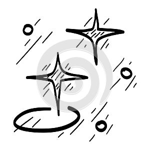 Doodle set of vector stars sparkle icon, clean surface icon. Glowing light effect stars and shining burst