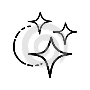 doodle set of vector stars sparkle icon, clean surface icon. Glowing light effect stars and shining burst