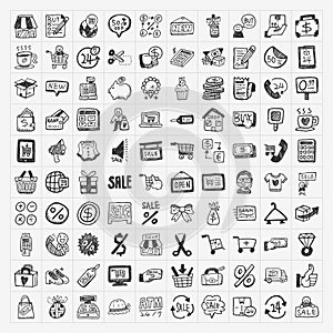 Doodle shopping icons set