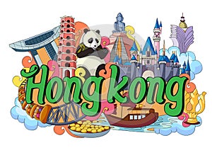 Doodle showing Architecture and Culture of Hong Kong