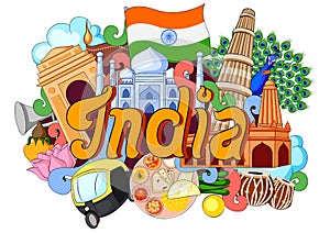 Doodle showing Architecture and Culture of India