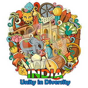Doodle showing Architecture and Culture of India