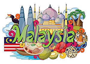 Doodle showing Architecture and Culture of Malaysia