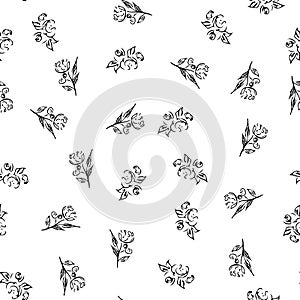 Doodle simple vector seamless pattern of hand-drawn peonies. Seamless random pattern of hand-drawn peonies. Isolated on white