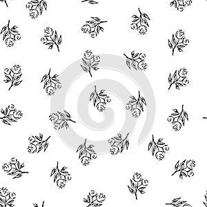 Doodle simple vector seamless pattern of hand-drawn peonies. Seamless random pattern of hand-drawn peonies. Isolated on white