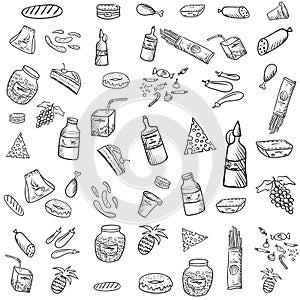 Doodle sketch food vector pattern