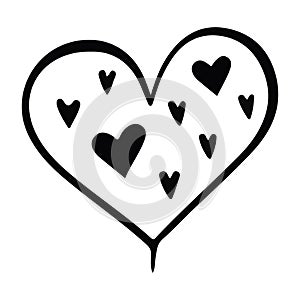 Doodle sketch heart, hand drawn love heart isolated on white background. Vector illustration for any design