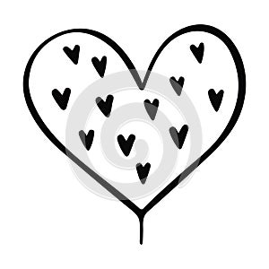 Doodle sketch heart, hand drawn love heart isolated on white background. Vector illustration for any design