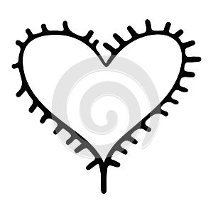 Doodle sketch heart, hand drawn love heart isolated on white background. Vector illustration for any design