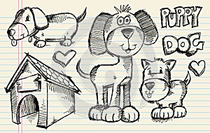 Doodle Sketch Puppy Dog set