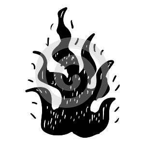 Doodle sketch style of Hand drawn fire isolated on white background. vector illustration