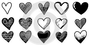 Doodle sketch style of hearts icon vector illustration for concept design