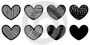 Doodle sketch style of hearts icon vector illustration for concept design