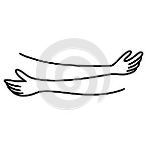 Doodle sketch style of hug gesture vector illustration for concept design