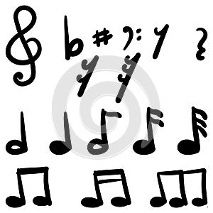 Doodle sketch style of music note vector illustration for concept design