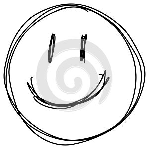 Doodle sketch style of Smile face icon vector illustration for concept design