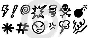 Doodle sketch style of Swearing icons cartoon hand drawn illustration for concept design