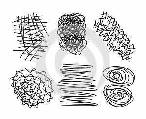 doodle sketchy scribbles isolated on white background .vector illustration