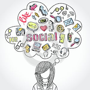 Doodle social media dreams and thoughts