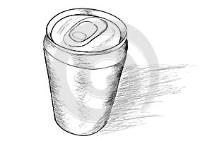 Doodle of Soft Drink Can, with shadow, view from top