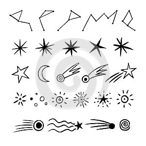 Doodle Space set with cosmic objects