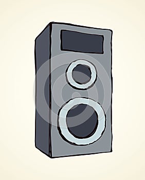 Doodle speaker illustration on white background