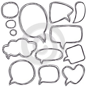 Doodle speech bubbles. Different sizes and forms.