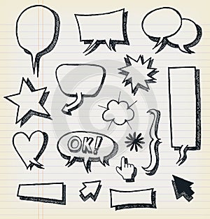 Doodle Speech Bubbles And Elements Set