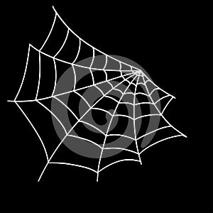 Doodle spider web icon isolated on white. Halloween symbol. Sketch vector stock illustration.