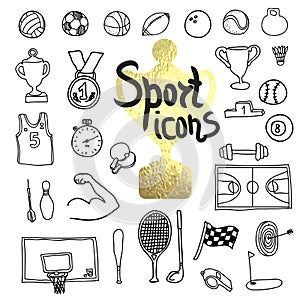 Doodle sports icon. Vector illustration.