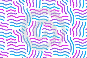 Doodle squiggle print. Fun neon lines seamless pattern.