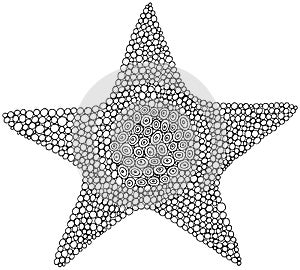 Doodle star coloring page for adults and kids. Circle ornament.